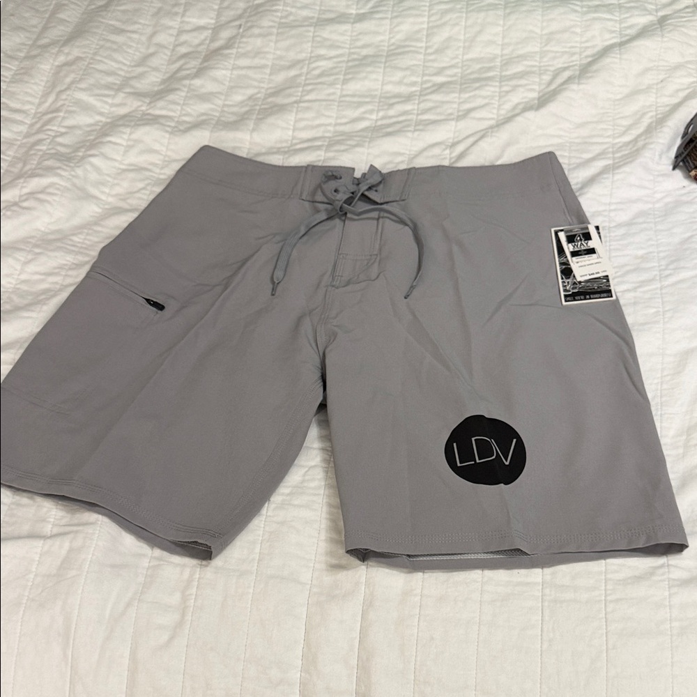 LDV Men's Gray Quick-Dry Swim Board Shorts